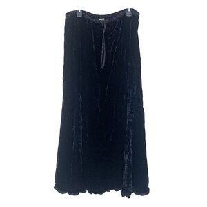 J Jill Large Tall Women's Black Velvet Skirt Rayon Elastic Ruffled Hem Witchy